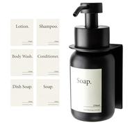 Designfactory Hamburg Glass Soap Dispenser | Wall mounted Soap Dispenser for Kitchen and Bathroom | Shampoo and Conditioner Dispenser | Modern Design Black Black