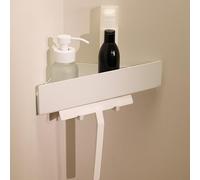 Designfactory Hamburg Shower caddy | Bathroom corner shelf no drilling | Adhesive organiser | Bathroom storage rack | Wall mounted shelves | Bathroom accessory | Triangular | Matt white