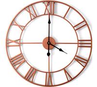 Designo 60cm Large Skeleton Wall Clock - Rose Gold/Bronze/Copper/Red. Silent 3D Metal Retro Style Home Bar Office Decor Roman iron Numerals