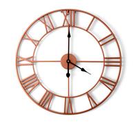 Designo 60cm Large Skeleton Wall Clock - Rose Gold/Bronze/Copper/Red. Silent 3D Metal Retro Style Home Bar Office Decor Roman iron Numerals