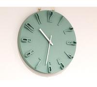 Designo Green Wall Clock 30 Cm - Silent Non Ticking 3D Raised Numbers Minimalist Art Deco Gift