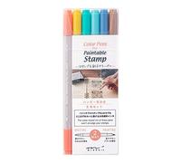 Midori 38084006 Color Pen, Paintable Stamp, Color Pen, 6 Pieces, Happy