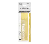 Designphil Midori Ruler, Clip Ruler, Decorative Ruled Pattern, 42282006 (Brass, 140.5mm)