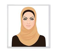 DesignQ Portrait of Muslim Woman In Traditional Hijab - Modern Framed Canvas Wall Art Print