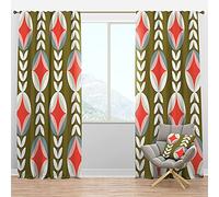 DesignQ 'Retro Botanical Pattern I' Mid-Century Modern Blackout Curtain Panel