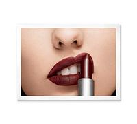 DesignQ Woman Applying Red Lipstick On Lips Modern Framed Wall Art