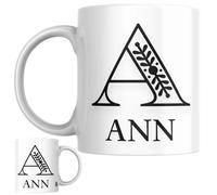Designs of note! Ann Personalised Initial Name Mug | Letter A Decorative Coffee Cup for Her | Novelty Elegant Gift for Women or Girls Called Ann