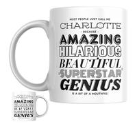 Designs of note! Charlotte Personalised Ceramic Mug | “Most People Just Call Me Charlotte” Funny Novelty Name Mug for Her | Light-Hearted Gift for Women or Girls (Black)