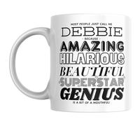 Designs of note! Debbie Personalised Ceramic Mug | “Most People Just Call Me Debbie” Funny Novelty Name Mug for Her | Light-Hearted Gift for Women or Girls (Black)