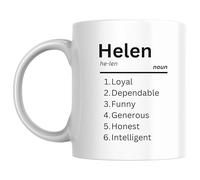 Designs of note! Helen Definition Mug | Funny Personalised Name Meaning Coffee Cup for Her | Novelty Gift for Women or Girls Called Helen (Black)