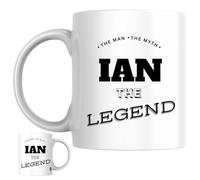 Designs of note! Ian Personalised Ceramic Mug | The Man, The Myth, The Legend Ian Custom Name Coffee Mug, Novelty Gift for a Dad, Brother, Husband, Boyfriend, Friend or Colleague Named Ian