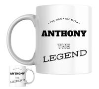 Designs of note! The Man, The Myth, The Legend Anthony Mug | Funny Personalised Name Coffee Cup for Him | Gift for Men and Boys Named Anthony