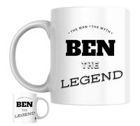 Designs of note! The Man, The Myth, The Legend Ben Mug | Funny Personalised Name Coffee Cup for Him | Gift for Men and Boys Named Ben