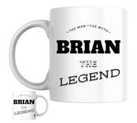 Designs of note! The Man, The Myth, The Legend Brian Mug | Funny Personalised Name Coffee Cup for Him | Gift for Men and Boys Named Brian