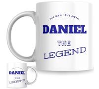 Designs of note! The Man, The Myth, The Legend Daniel Mug | Funny Personalised Name Coffee Cup for Him | Gift for Men and Boys Named Daniel (Blue)