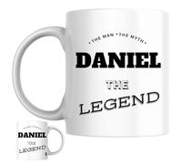 Designs of note! The Man, The Myth, The Legend Daniel Mug | Funny Personalised Name Coffee Cup for Him | Gift for Men and Boys Named Daniel