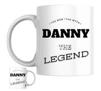 Designs of note! The Man, The Myth, The Legend Danny Mug | Funny Personalised Name Coffee Cup for Him | Gift for Men and Boys Named Danny