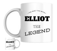 Designs of note! The Man, The Myth, The Legend Elliot Mug | Funny Personalised Name Coffee Cup for Him | Gift for Men and Boys Named Elliot