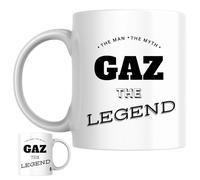 Designs of note! The Man, The Myth, The Legend GAZ Mug | Funny Personalised Name Coffee Cup for Him | Gift for Men and Boys Named GAZ (Black)