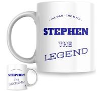 Designs of note! The Man, The Myth, The Legend Stephen Mug | Funny Personalised Name Coffee Cup for Him | Gift for Men and Boys Named Stephen (Blue)