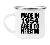 Designsify 12oz Camping Mug Stainless Steel Enamel Tea-Cup with Handle | 72nd Birthday Made In 1954 Aged to Perfection - Gifts for Anniversary Christmas Mothers Day Fathers Day Party to Men Women