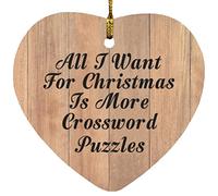 Designsify Christmas Tree Decoration, All I Want For Christmas Is More Crossword Puzzles, Heart Ornament C, Gifts for Birthday Anniversary Valentines Mom Mothers Fathers Day Party, to Men Women