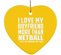 Designsify Christmas Tree Decoration, I Love My Boyfriend More Than Netball, Heart Ornament Yellow, Gifts for Birthday Anniversary Valentines Mom Mothers Fathers Day Party, to Men Women Him Her Friend