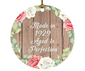 Designsify Christmas Tree Hanging Decoration Xmas Circle Ornament B | 97th Birthday Made In 1929 Aged To Perfection - Gifts for Anniversary Valentines Mom Mothers Fathers Day Party to Men Women