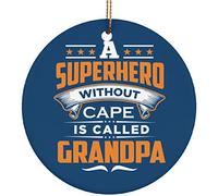 Designsify Christmas Tree Hanging Decoration Xmas Circle Ornament Blue | A Superhero Without Cape is Called Grandpa - Gifts for Birthday Anniversary Valentines Mom Mothers Fathers Day Party to Men
