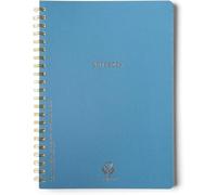 DesignWorks Ink A4-8.25" x 11.625" Classic Blue Textured Paper Notebook Journal with Gold Accents, Lined Pages, and Durable Spiral Binding for Work, Writing, Journaling