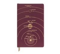 DesignWorks Ink Cloth Hardcover Journal Notebook with Lined Pages and Ribbon Marker for Work, Writing, Journaling - Burgundy Journal with Gold Solar System Space Design