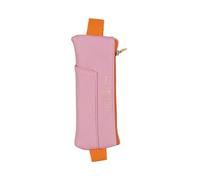 DesignWorks Ink Elastic Pen Pouch for Notebook - Vegan Leather Pen Case with Elastic Band for Journals, Books & Planners - 2.17" x 7.09" - Pink & Orange
