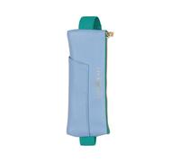 DesignWorks Ink Elastic Pen Pouch for Notebook - Vegan Leather Pen Case with Elastic Band for Journals, Books & Planners - 2.17" x 7.09" - Light Blue & Green