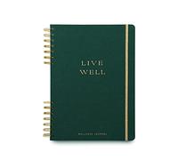 DesignWorks Ink Green Live Well Spiral Mindfulness Notebook Guided Gratitude and Wellness Journal Undated Daily Planner With Self Care and Activity Prompts and Stickers, 19 x 26 cm