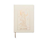 DesignWorks Ink La Lune Tarot Art Nouveau Cream 19 x 26 cm Jumbo Journal Notebook with Cloth Cover, Gold Accents, Lined Pages, Ribbon Marker for Work, Writing, Journaling