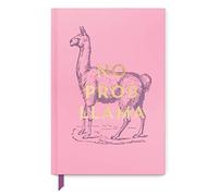 DesignWorks Ink Soft Touch Hardcover Funny Journal Notebook with Lined Pages and Ribbon Marker for Work, Writing, Journaling - Vintage Sass No Prob Llama Pink Journal 5.75" x 8.5"