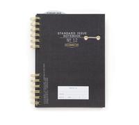 DesignWorks Ink Standard Issue No. 12 Black Undated Planner Notebook Journal with 192 Lined Pages, Elastic Pen Holder, and Durable Spiral Binding for Work, Writing, Journaling - 15,2 x 21 cm