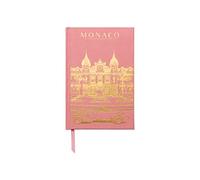 DesignWorks Ink Suede Cloth Hardcover Journal Notebook with Lined Pages and Satin Marker for Work, Writing, Journaling - Anderson Design World Travel Monaco Pink and Gold Journal (JB86-2027AD)