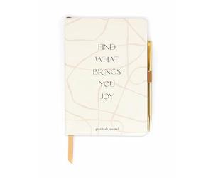 DesignWorks Ink Vegan Leather Gratitude Journal with 196 Guided Pages for Daily Thoughts, Goals, & Gratitude with Ribbon Marker - Undated Daily Mindfulness Journal - Find What Brings You Joy