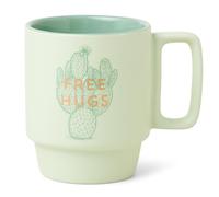 DesignWorks Ink Vintage Sass Stackable Decorative Coffee/Tea Ceramic Mug with Handle and Gold Foil Accents, Green Free Hugs Cactus, 12-Ounce/335ml