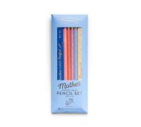 DesignWorks Set of 6 Mother Knows Best No. 2 Graphite Wood Pencils with Gold Foil Stamped Text and White Erasers for Home, Office and School