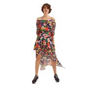 Desigual Ailea Dress 22SWVW62 SS22 Off Shoulder Tropical Floral Wavy Hem Multicoloured