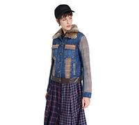 Desigual Almu Denim & Tartan Jacket Faux Fur Collar 20WWED22 40