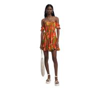 Desigual Bahamas Dress Tropical Bardot Mini Dress Summer Style 25SWMW10 Orange