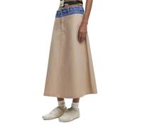 Desigual Barcelo Long Flared Denim & Beige Hybrid Skirt 25SWFW12