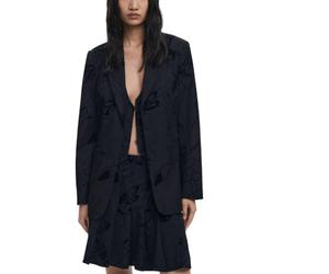 Desigual Blazer Flockarty Regular Fit Velvet Detail in Red or Black 25WWEW19