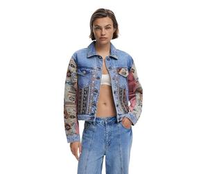 Desigual Boho Denim Trucker Jacket with Embroidery 25WWED10