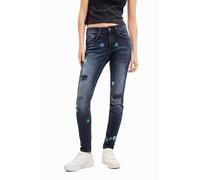 Desigual Bruselas Embroidered Push Up Skinny Jeans 23WWDD17 Dark Blue