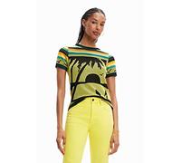 Desigual , Yellow Viscose Shirt with Contrasting Details ,Yellow female, Sizes: 2XL, M, XL, L