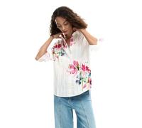 Desigual College Colourful Floral Pleated Shirt 26SWCW11 White